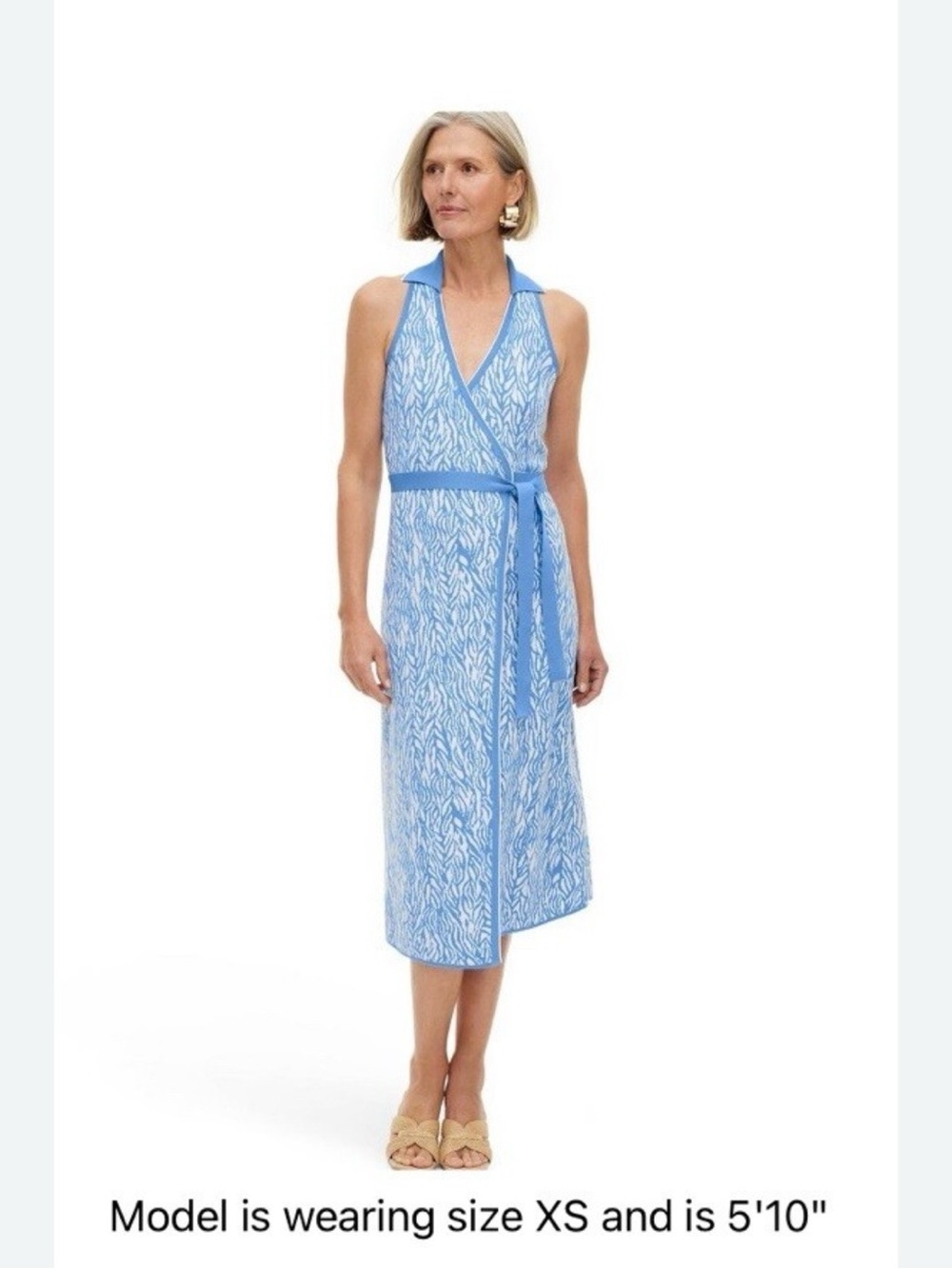 Diane Von Furstenberg collab with Target Light BlueWhite Sleeveless Wrap Dress